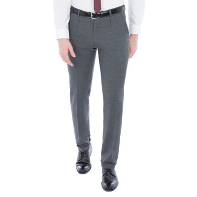Grey structure micro check slim trousers